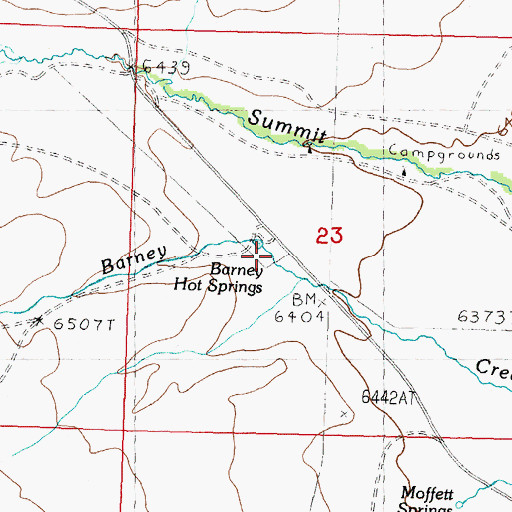 Topographic Map of Barney Hot Springs, ID
