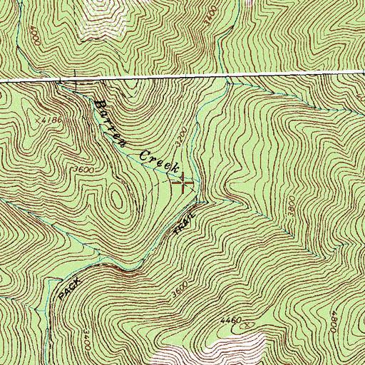 Topographic Map of Barren Creek, ID