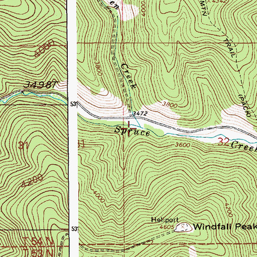 Topographic Map of Barren Creek, ID