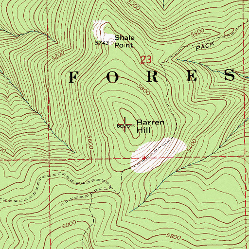 Topographic Map of Barren Hill, ID