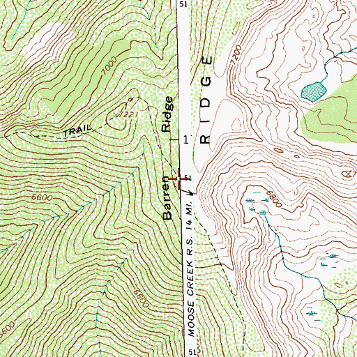 Topographic Map of Barren Ridge, ID