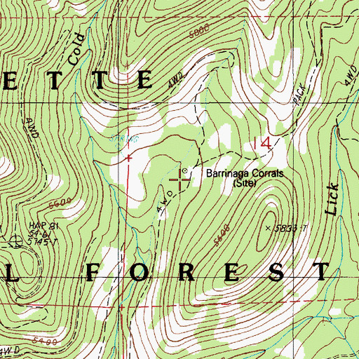 Topographic Map of Barrinaga Corrals, ID