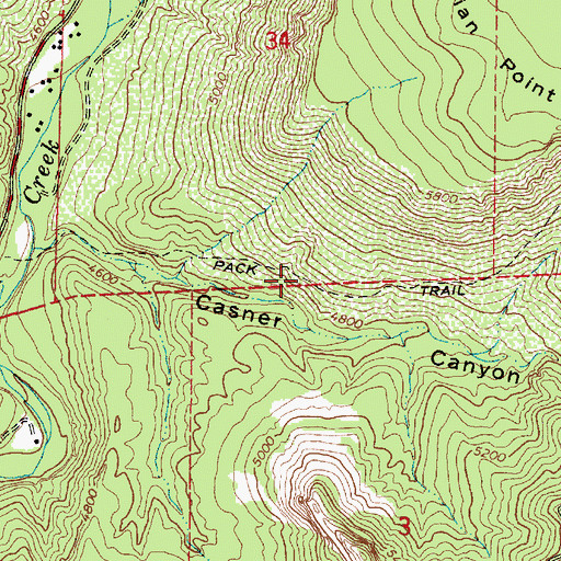 Topographic Map of Casner Canyon Eleven Trail, AZ