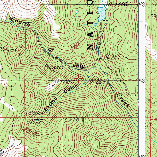 Topographic Map of Barton Gulch, ID