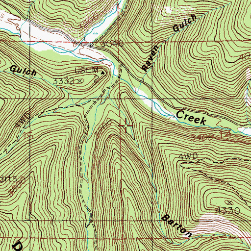 Topographic Map of Barton Gulch, ID