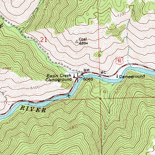 Topographic Map of Basin Creek, ID