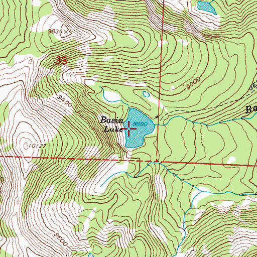 Topographic Map of Basin Lake, ID