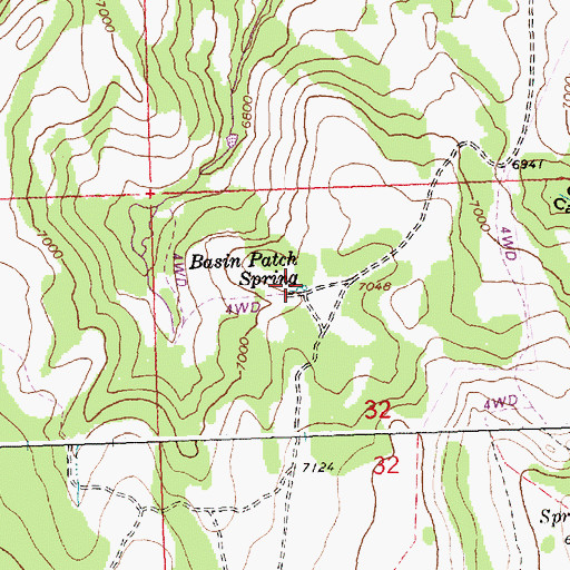 Topographic Map of Basin Patch Spring, ID