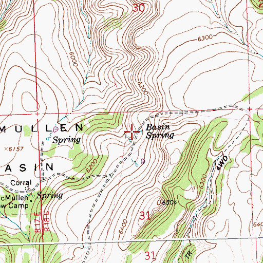 Topographic Map of Basin Spring, ID