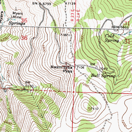 Topographic Map of Basin-Elba Pass, ID