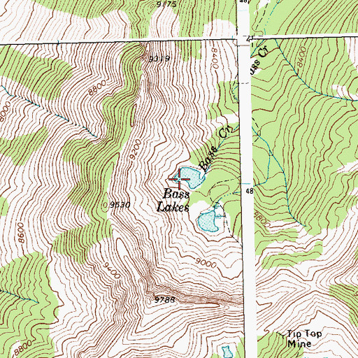 Topographic Map of Bass Lakes, ID