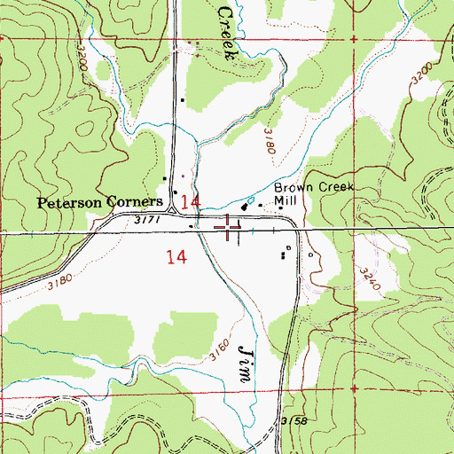 Topographic Map of Bat Creek, ID