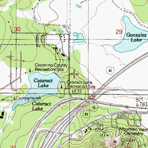 Topographic Map of Cataract Lake Recreation Site, AZ