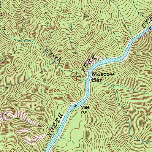 Topographic Map of Bates Creek, ID