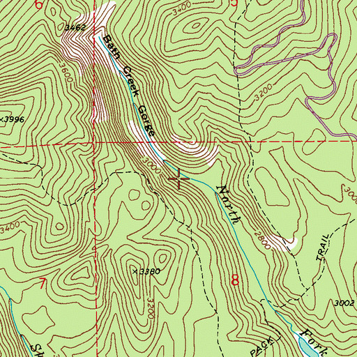 Topographic Map of Bath Creek Gorge, ID