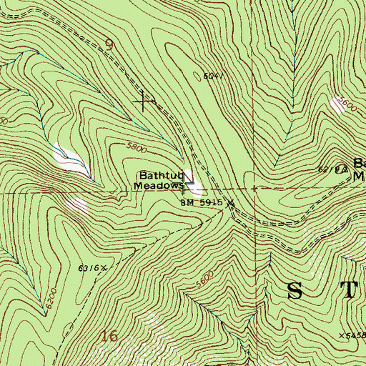 Topographic Map of Bathtub Meadows, ID