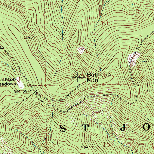 Topographic Map of Bathtub Mountain, ID