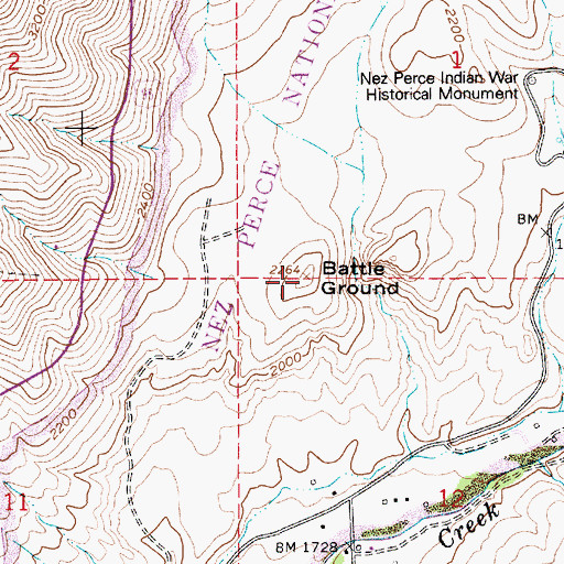 Topographic Map of Battle Ground, ID