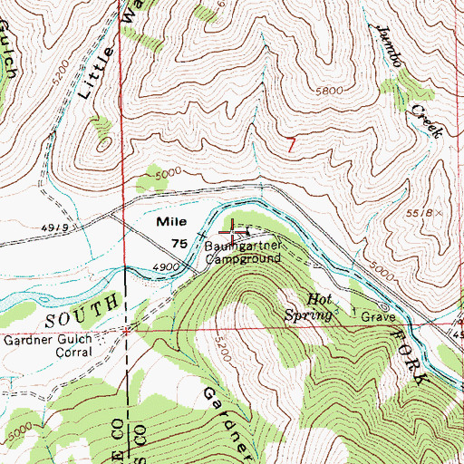 Topographic Map of Baumgartner Campground, ID