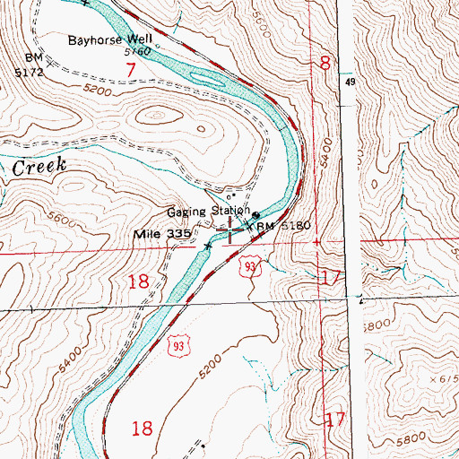 Topographic Map of Bayhorse Creek, ID