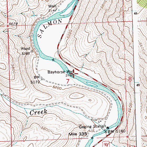 Topographic Map of Bayhorse Well, ID
