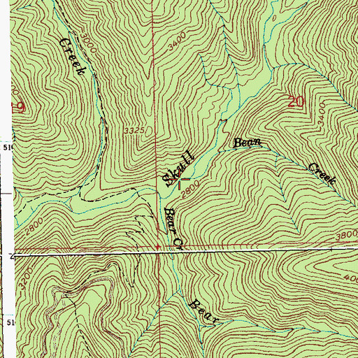 Topographic Map of Bean Creek, ID