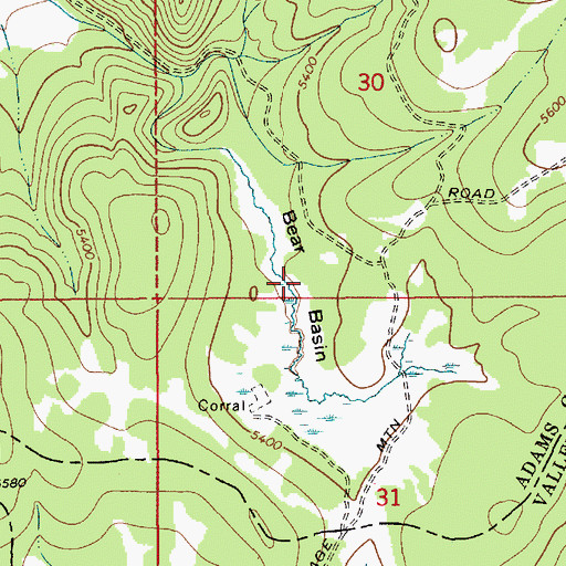 Topographic Map of Bear Basin, ID