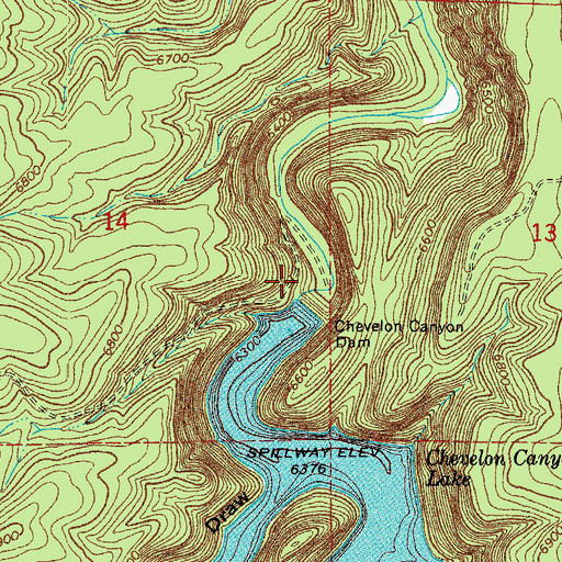 Topographic Map of Chevelon Lake Campground, AZ