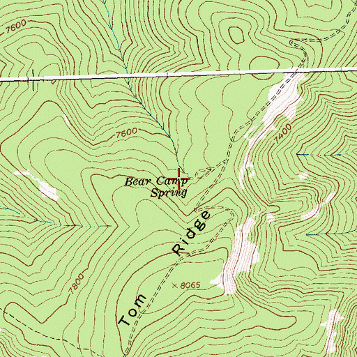 Topographic Map of Bear Camp Spring, ID