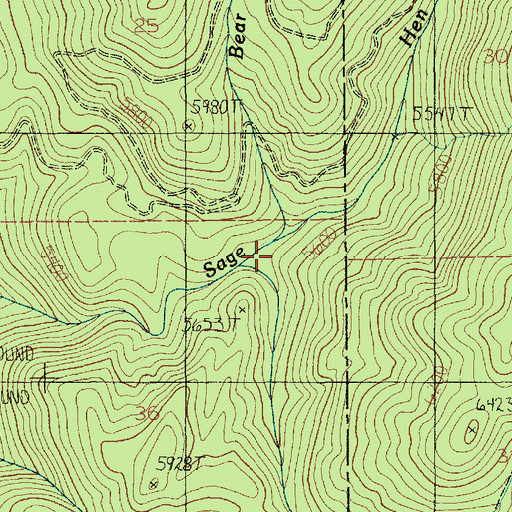 Topographic Map of Bear Creek, ID