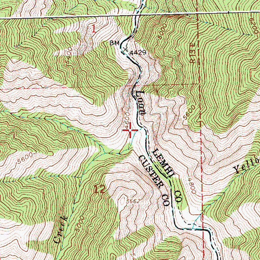 Topographic Map of Bear Creek, ID