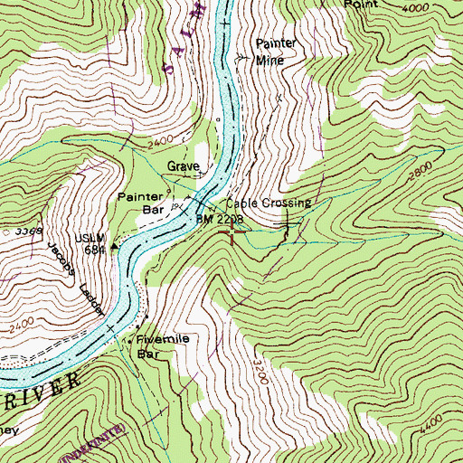 Topographic Map of Bear Creek, ID