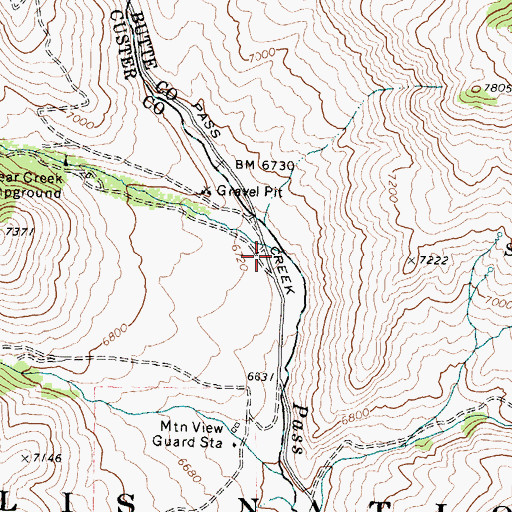 Topographic Map of Bear Creek, ID