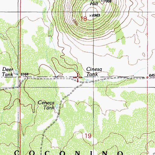 Topographic Map of Cinesa Tank, AZ