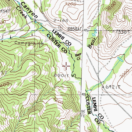 Topographic Map of Bear Creek, ID