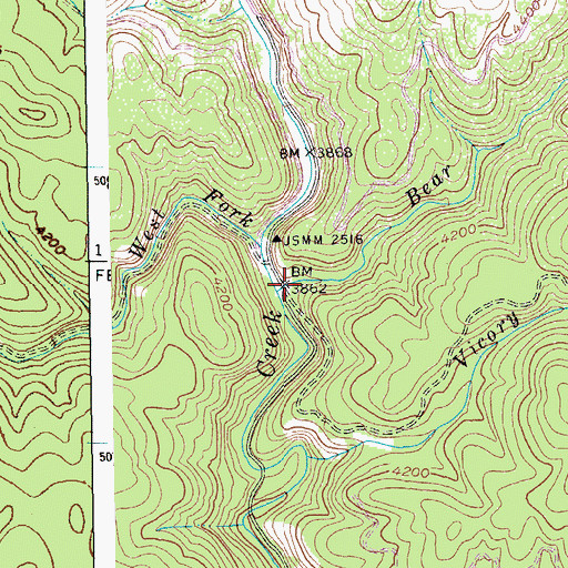 Topographic Map of Bear Creek, ID