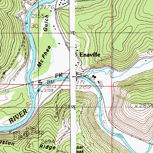 Topographic Map of Bear Creek, ID