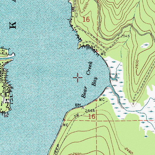 Topographic Map of Bear Creek Bay, ID