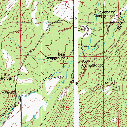 Topographic Map of Bear Campground, ID