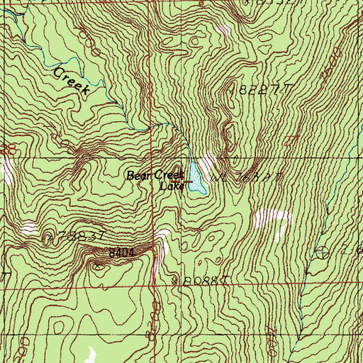 Topographic Map of Bear Creek Lake, ID