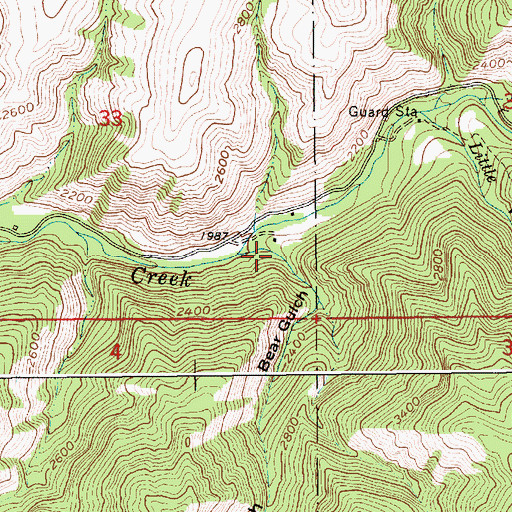 Topographic Map of Bear Gulch, ID