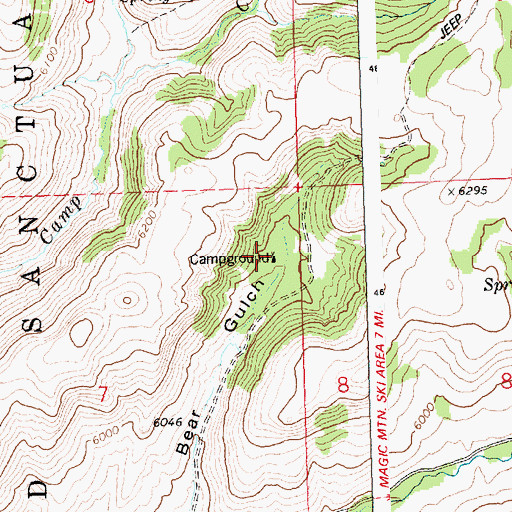 Topographic Map of Bear Gulch Campground, ID
