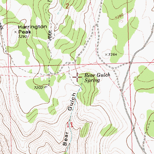 Topographic Map of Bear Gulch Spring, ID