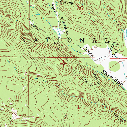 Topographic Map of Bear Hole Trail, ID