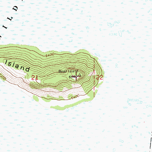 Topographic Map of Bear Island, ID