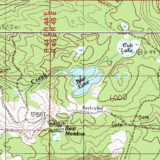 Topographic Map of Bear Lake, ID