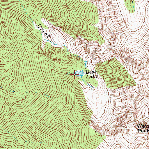 Topographic Map of Bear Lake, ID