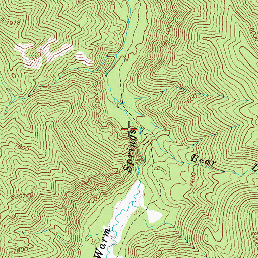 Topographic Map of Bear Lake Creek, ID