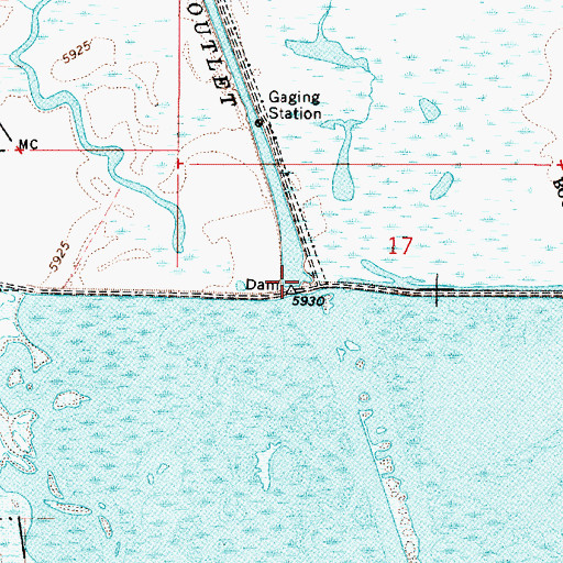Topographic Map of Bear Lake Outlet, ID
