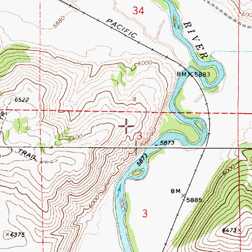 Topographic Map of Bear Lake Valley, ID